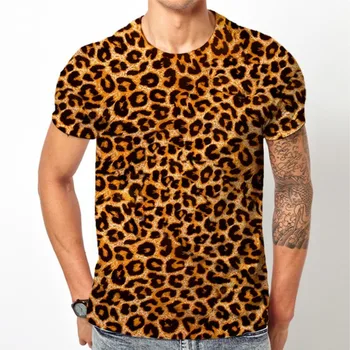 2023 Naujas Leopard 3D Spausdinimo T-shirt Vyrams ir Moterims Vasaros Mados Atsitiktinis marškinėliai