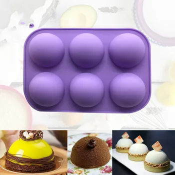 6-skylė Silikono Kepimo Forma, Naudojami Kepimui 3D Kepimo Indai, Šokoladas Pusrutulio formos Torto Formą, Tortas Virtuvės Įrankiai