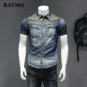BATMO 2024 naują atvykimo vasaros aukštos kokybės mados džinsinio marškinėliai vyrams,vyriški laisvalaikio marškinėliai,15150