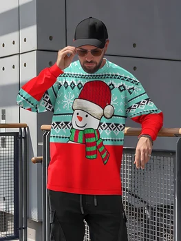 Kalėdų Palaidinukė Sniego Modelis Santa Claus Spausdinti Sportshirt Vyrai Moterys Ilgomis Rankovėmis Streetwear O-Kaklo Tracksuit Vyrų Viršūnės