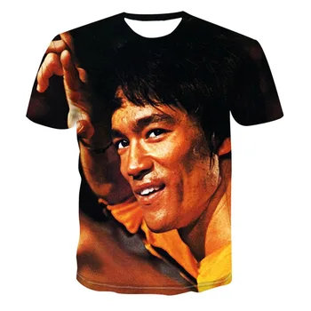 Kinijos Kung Fu Filmą Bruce Lee, T-marškinėliai, vyriški Karatė Trumpas Rankovės Viršuje Berniukų Mielas Modelis T-shirt Vasaros Drabužių