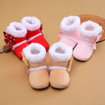 Kūdikių Mergaičių Batai Žiemą Šiltas Naujagimių Sniego Batai Bamblys Anti-slip Minkštas Vienintelis Pliusas Aksomo Bateliai Kūdikiams Patogiai vaikščioti Pėsčiomis