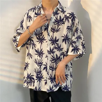 Nauji vyriški Havajų Vyrų SummerShirt Aptakus Prarasti Atsitiktinis Spausdinti Trumpas Rankovės Gėlių Marškinėliai Madinga Vintage vyriški Marškiniai JOYSS