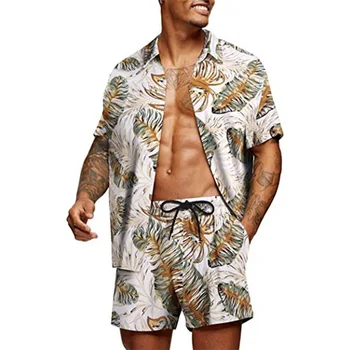 Paplūdimys Spausdinimo Vyrų Havajų Marškinėliai Trumpas Pavasaris Vasara Dviejų Dalių Marškinėliai Ir Šortai Rinkiniai