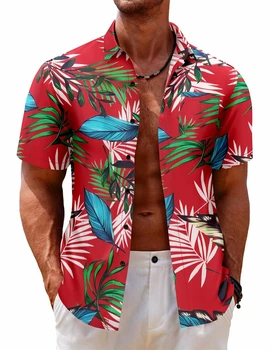 Pavasarį Ir Vasarą vyriški Marškiniai, Kokoso Medžio Spausdinti Premium Vyrų Drabužiai Klasikinis Kasdienio Gatvės Stiliaus Havajų trumpomis Rankovėmis T-shirt