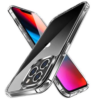 Prabangūs Krištolo skaidrumo Sunku, PC Case for iPhone 14 13 12 Pro Max 12 Mini 11 X XR XS 7 atsparus smūgiams Apsauginis Skaidrus, Minkštas Viršelis