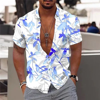 Vasaros Vyrų Havajų Marškinėliai Klevo Lapas Atspausdintas Marškinėliai Vyrams Moterims Mygtuką-iki trumpomis Rankovėmis Viršūnes Streetwear Tendencija Vyrų Drabužiai