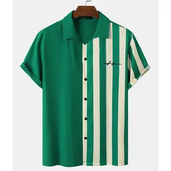 Vyriški trumparankoviai dryžuotas marškinėliai, spalvų 3D marškinėliai, plius dydis drabužių, Prekių Havajų marškinėliai, Vasaros 2023