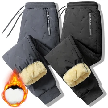 Žiemos Šiltas ėriukų vilna Atsitiktinis Kelnės Vyrų Fitneso Sporto Vyrų Poilsiu Sportiniai, Laisvalaikio Track Pants Plus Size 6XL 7XL