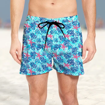 2023 Vasaros Vyrų Žvaigždė Shell Beach 3D Shorts Patogūs ir Madingi Greitai džiūsta Resort Tropinių Džiunglių Stiliaus Šortai