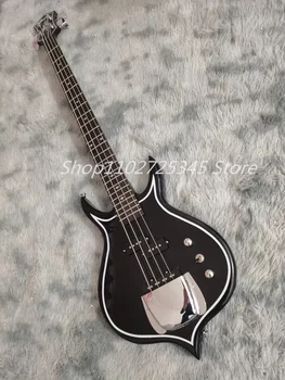 4 stygų bosinė gitara, juodos spalvos dažais, sidabro priedai, pardavėjas