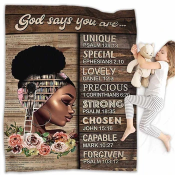 Afrikos Amerikos Mesti Antklodę Queen Black Girl Afro Moteris su Įkvepiantį Citata Flanelė Antklodė už Bedoom Bendrabučio Lovos Antklodės