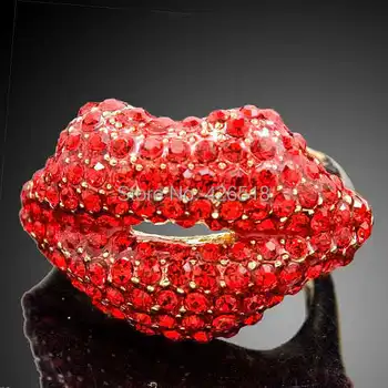 Alisouy 1 VNT Lydinio Rose Aukso Spalvos Vestuvių Lūpų Žiedas Su Raudona Kristalai Moterų Papuošalai Nemokamas Pristatymas