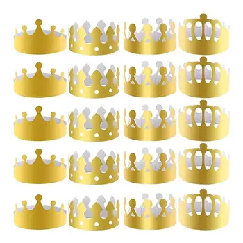 Aukso Folija Karūna 20PCS Reguliuojamas Aukso Karaliaus Karūnos, Aukso Knygoje Vainikėliai 4 Stilius Karalius Karolis III Karūnavimo Šalies Skrybėlės