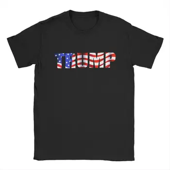 Donald TRUMP Maga Marškinėliai vyriški 100% Medvilnės Laisvalaikio T-Shirt O Kaklo Jungtinių amerikos valstijų Vėliava Tees Trumpas Rankovės Suaugusiųjų Drabužiai