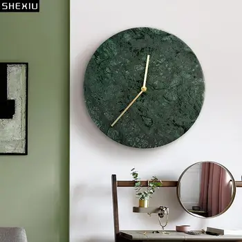 Europos Stiliaus Agatas Žalias Marmuras Sieninis Laikrodis Pakabukas Kambarį Apdaila Apvalios Išjungimo Laikrodis Amatų Fone Sienų Apdaila