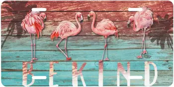 Flamingo Pink Atogrąžų Palmių Rūšies Vasaros Paplūdimio Licenciją Plokštelės Aliuminio Metalo Žymeklį Metalo Automobilių Plokštė Auto Apdaila 6 X 12 Colių