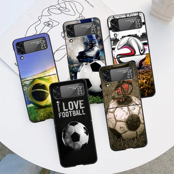 Futbolo Kamuolys Juodos Samsung Z Flip 3 4 Telefono Funda Galaxy Z Apversti 3 Kietasis Fundas zflip3 flip4 Dangtis