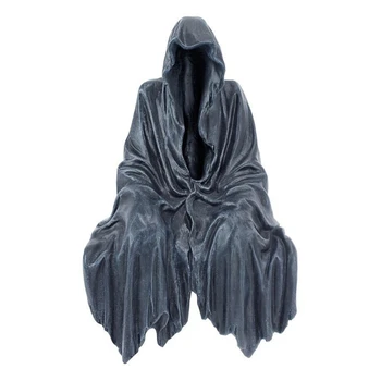 Mažas Gotikos Dekoro Stiliaus Paslaptingas Statulėlės Dervos Lauko Apdailos Reaper Statula Sėdi Statula Darbalaukio Ornamentu Skulptūros