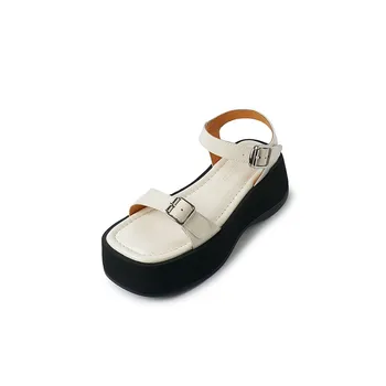 Moterų Aukštakulniai pavasarį ir vasarą Odos moteriški batai Šalies Aukštakulniai Platformos Slingback sandalai moteriški batai su projekto