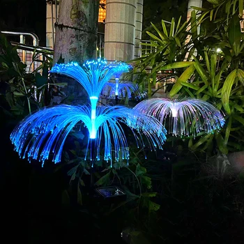 Saulės Jellyfish Šviesos 600MAH LED Medūzos Formos Lempa Optinio Pluošto Sodo Puošmena Šviesos RGB Saulės Sodas, Šviesos, Lauko