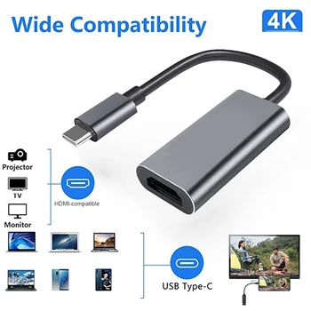 USB C į HDMI Adapteris 4K Tipo C į HDMI Adapteris USB c Tipo HDMI, HDTV TV Kabelio Adapteris Keitiklis, skirta 