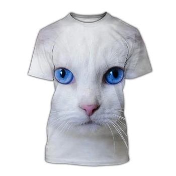 Vasaros Naują Stilių Katė 3D T-shirt Gyvūnų Vyrų ir Moterų Mielas Atsitiktinis Mados Kietas Apvalios Kaklo trumparankoviai Marškinėliai